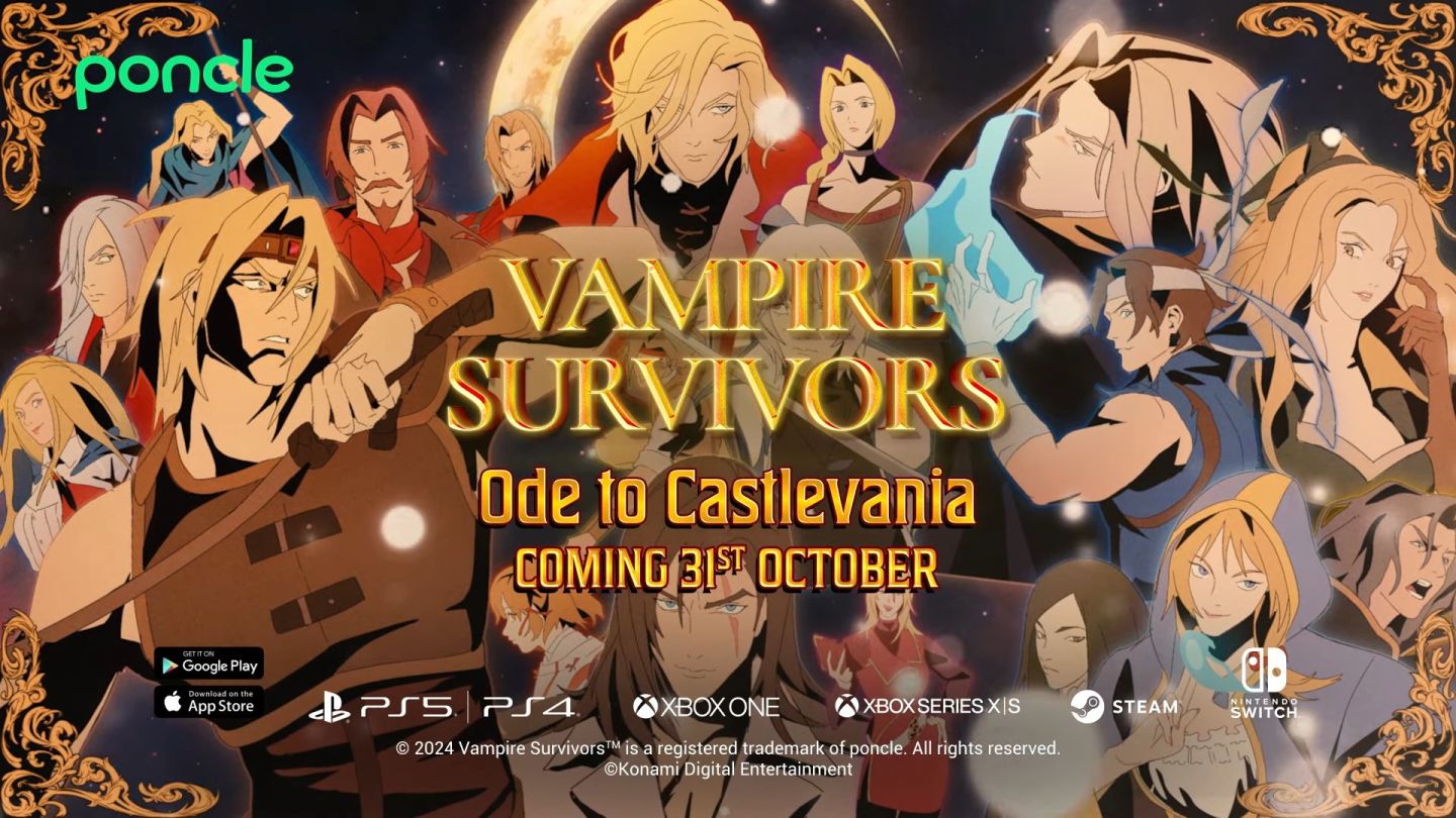 《吸血鬼倖存者》＆《惡魔城》系列聯動 DLC「Ode to Castlevania」十月底推出