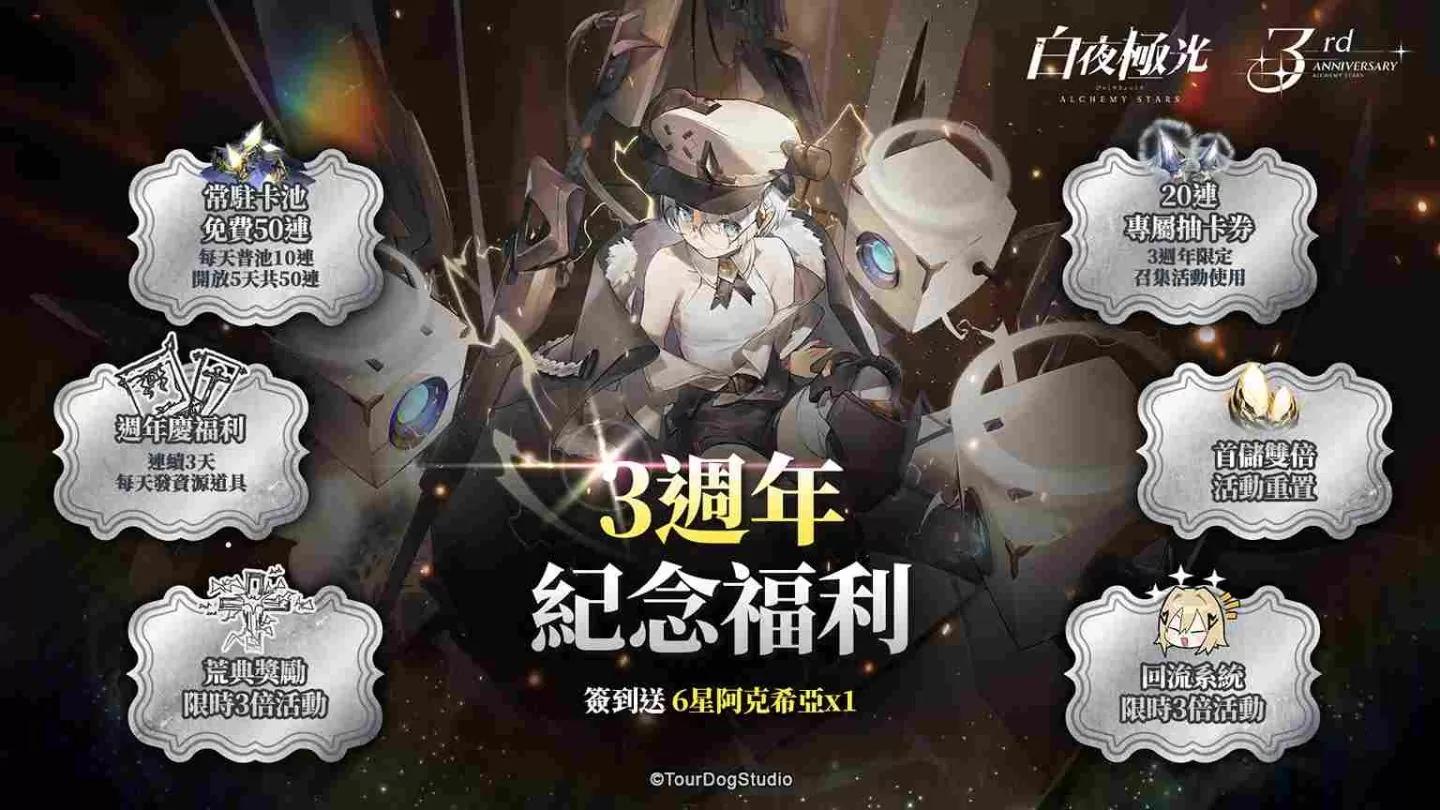 《白夜極光》三週年慶典正式起跑！50 連抽、六星光靈「阿克希亞」歡樂登入免費送